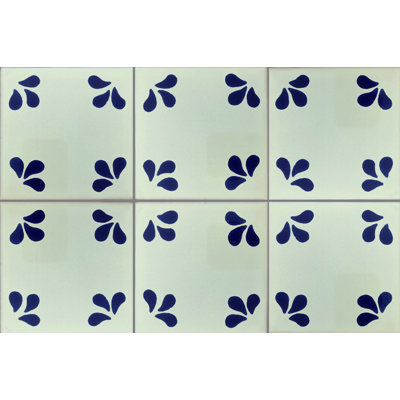 4.2" x 4.2" 9pcs TalaMex Tuliman Mexican Clay Tile Handmade Talavera Backsplash Mosaic
