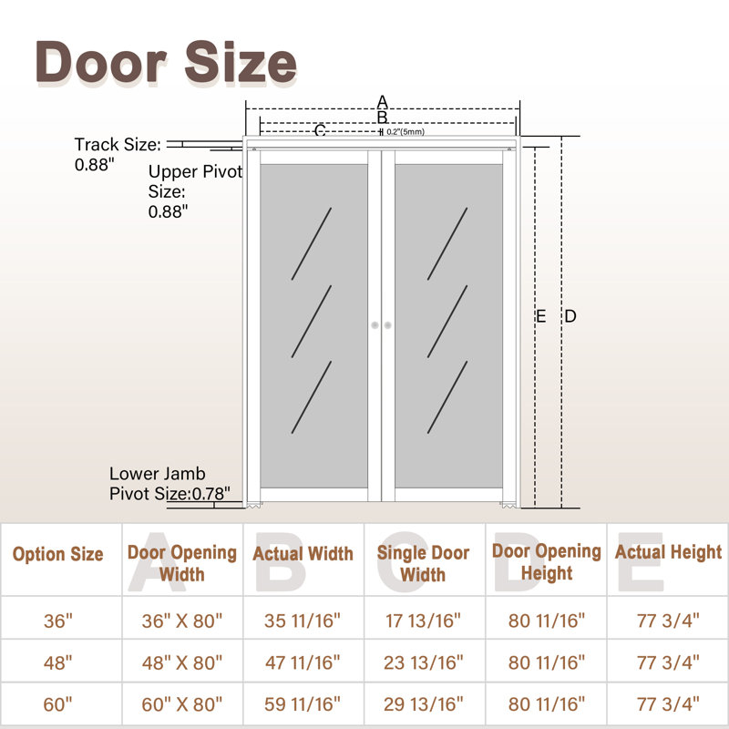 Portes pivotantes en bois manufacturé 1-Lite, 48 po x 80 po