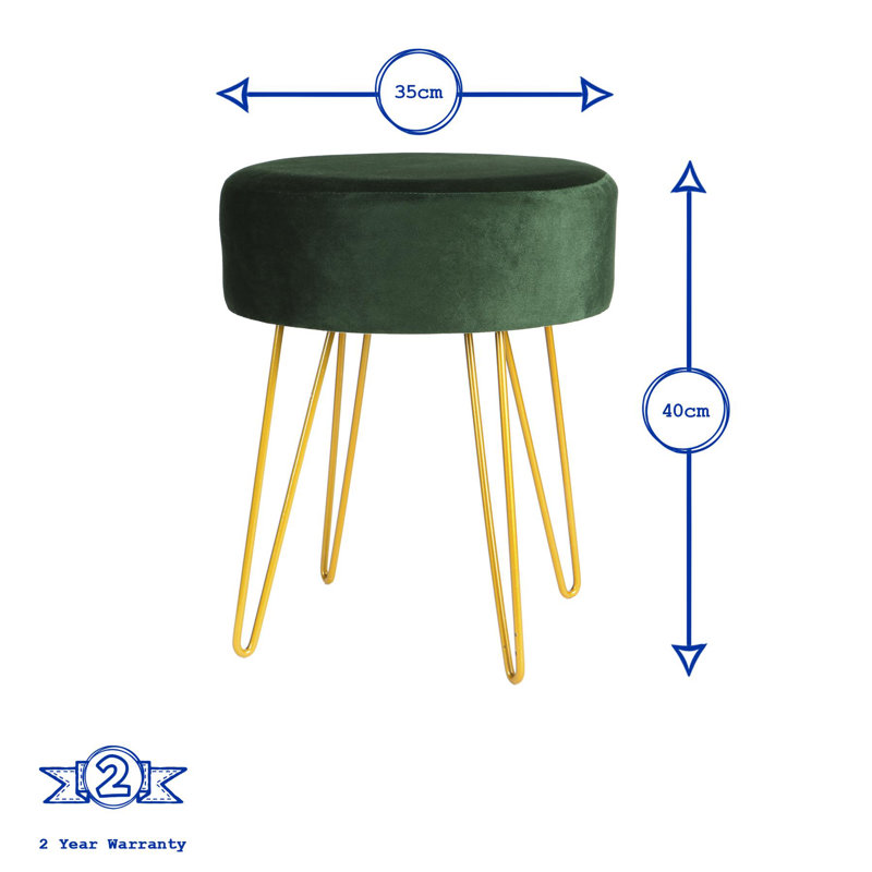 Harbour Housewares Round Velvet Footstools - Pack of 2, Black, Yellow