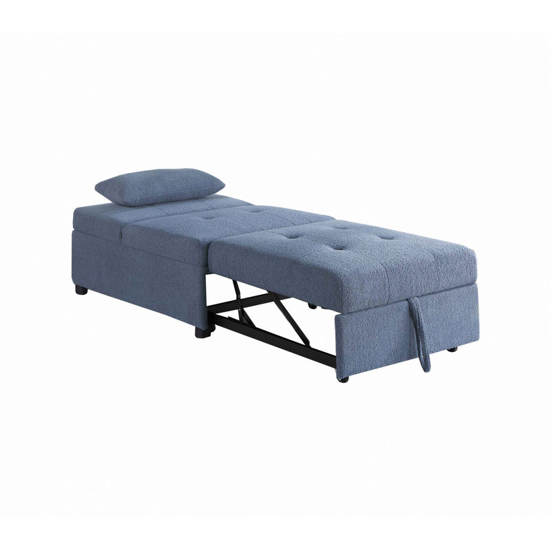 Chaise de luxe avec canapé-lit Sherpa, dossier réglable à 3 niveaux, conception épurée sans accoudoirs, lit escamotable instantané avec coussin décoratif