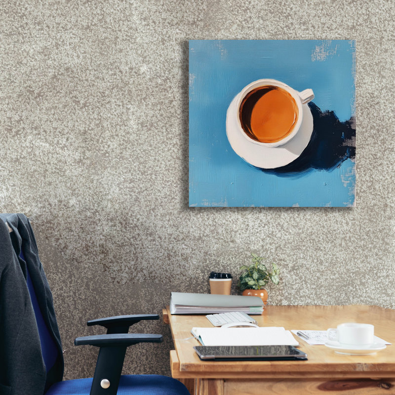 «Blue Table Cup» par Svetlana Aleynikova, art mural sur toile, H 26 po x l 26 po
