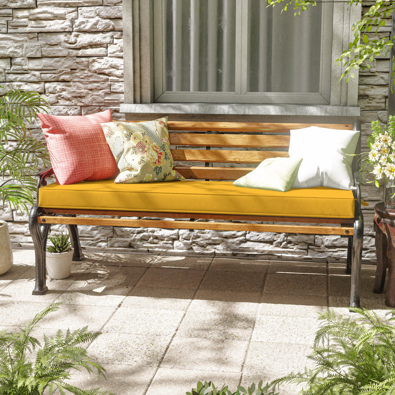 Outdoor Bench Cushion 60 X 18 X 3 Inch Indoor And Outdoor Seat Cushions, Yellow, 60" W x 18" D