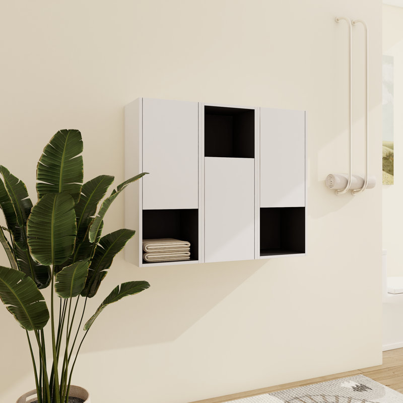 Armoire de salle de bain murale avec rangement ouvert et fermé