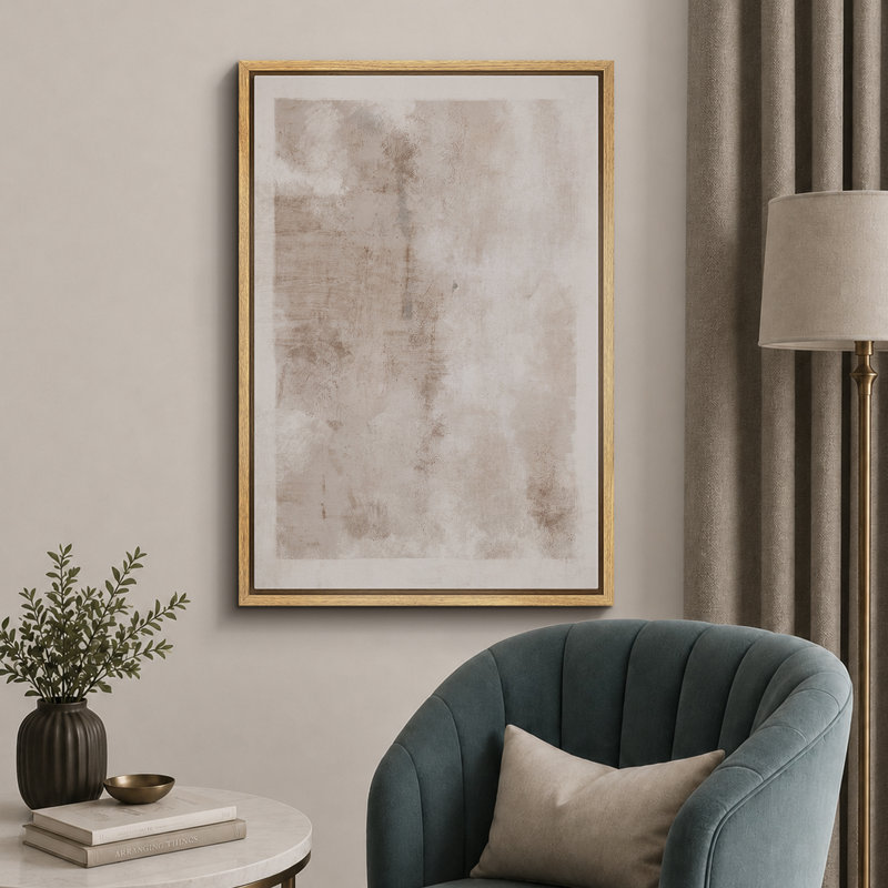 Neutral Minimalist Abstract Beige Wall Artwork, Modern Soft Tone Canvas Pictures, Framed Canvas Giclee Print Wall Art