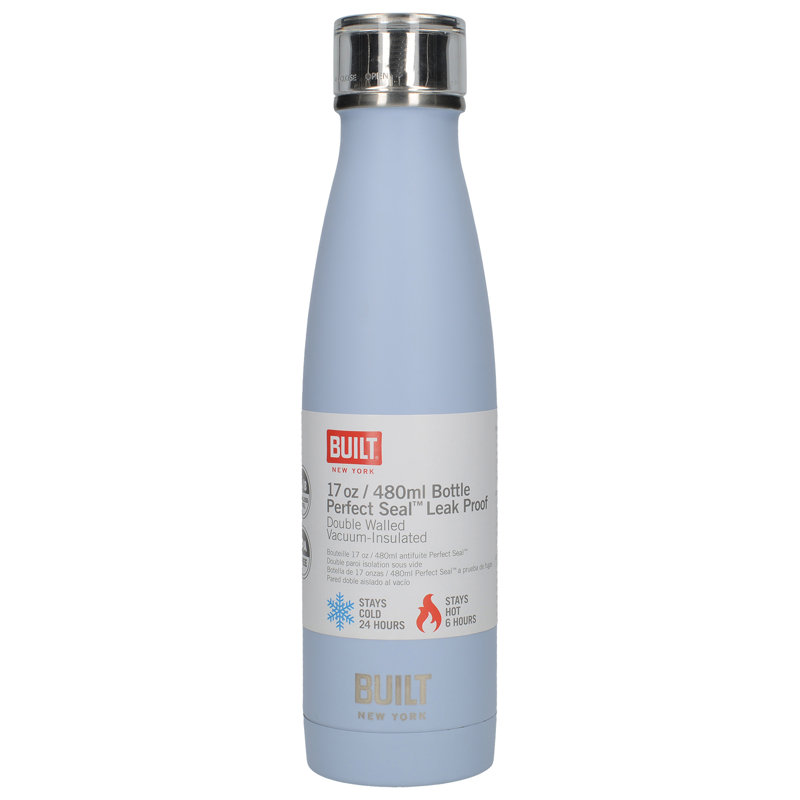 Built Perfect Seal 480ml Stainless Steel (18/8) Water Bottle, Arctic Blue