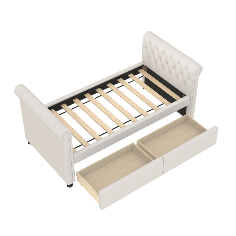 Lit de jour avec couchette Khaza, Beige