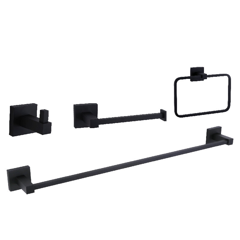 Ensemble de quincaillerie de salle de bain 4 pièces, Noir mat