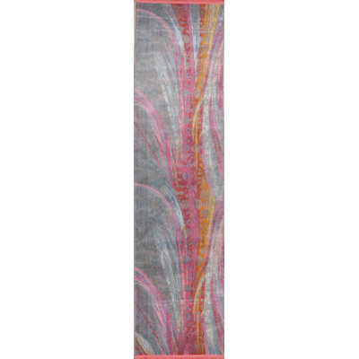 Tapis orange à motif floral Tarje