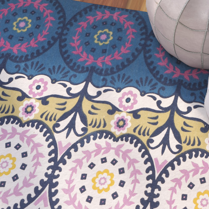  tapis Bleu Et Rose Allison, 7 pi 3 po x 9 pi 3 po