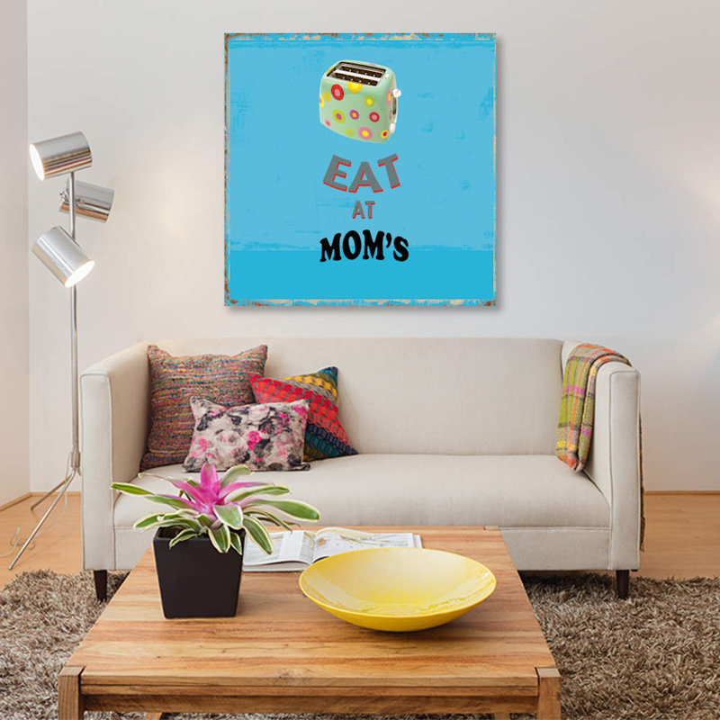 «Eat at Mom's», impression sur toile, H 18 po x l 18 po x P 1,5 po, Pas de tapis, Papier d'art encadré noir
