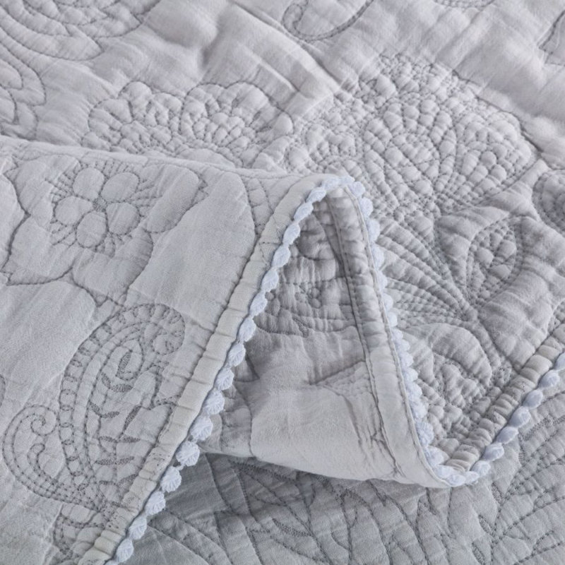 Modern & Contemporary Cotton Blend Quilt, Gray, Queen