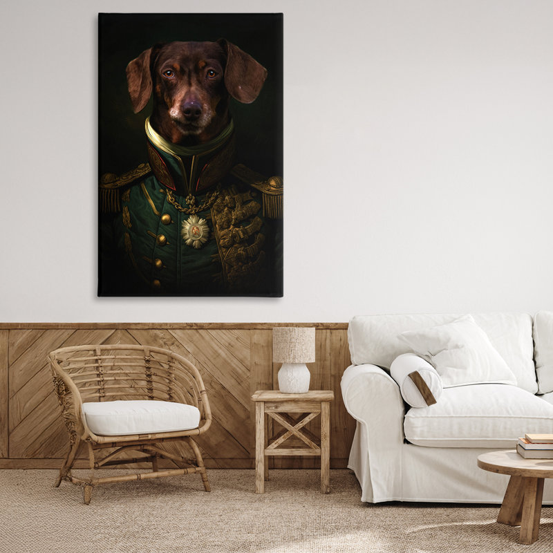Dapper Dachshund Portrait, toile par Kelley Parker, H 45 po x l 30 po