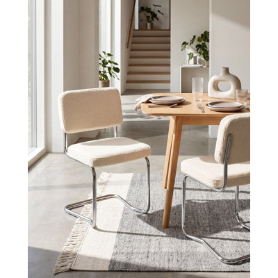 49 cm H Boucle Cantilever Chair in Beige