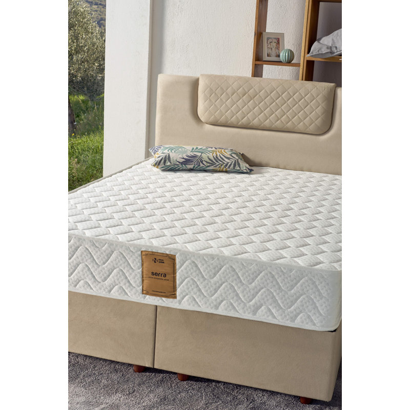 Ultra Firm Mattress with Multi Spring System, 55.1 x 78.7 x 10.2 inches | Knitted Fabric Cover, Solid White Color | Perfect for Back Support & Comfort, Assembled Design for Easy Setup, Modern Geometric Style