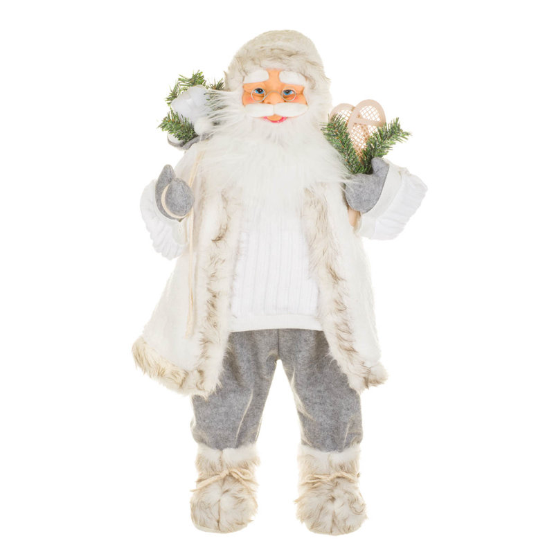 Père Noël en tissu blanc avec raquettes