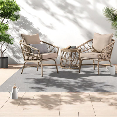 Ensembles de salle à manger de patio compact, fer moderne en rotin Boho moderne pour petit patio