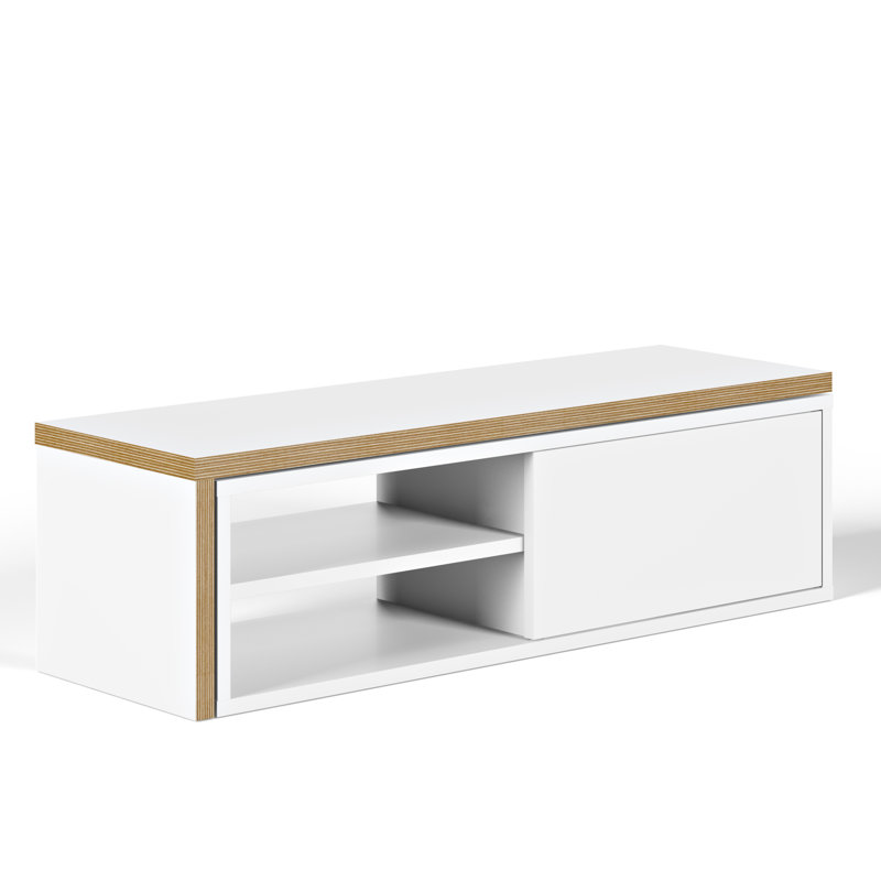 Phillips TV Stand for TVs up to 49", White/Plywood Edge