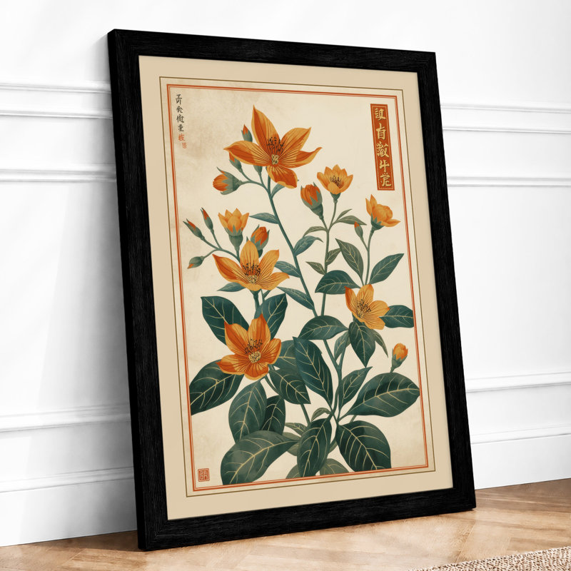 Orange Blossom Study Botanical - Framed Print, A4 - 29.7 x 21.0 cm, Black