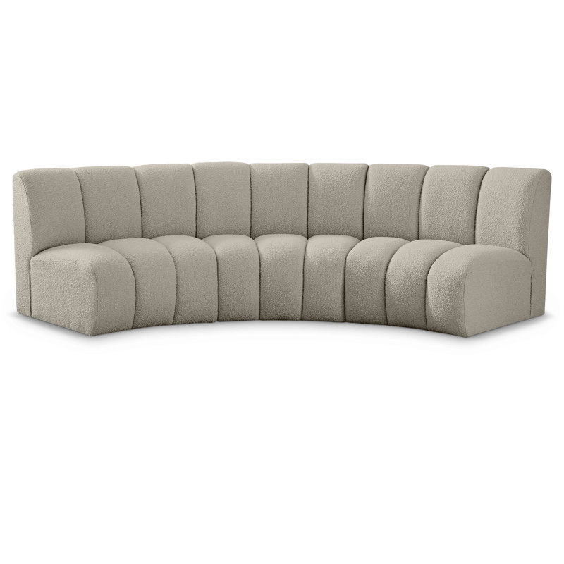 Infinity 119" Wide Symmetrical Modular Corner Sectional, Brown Boucle Fabric