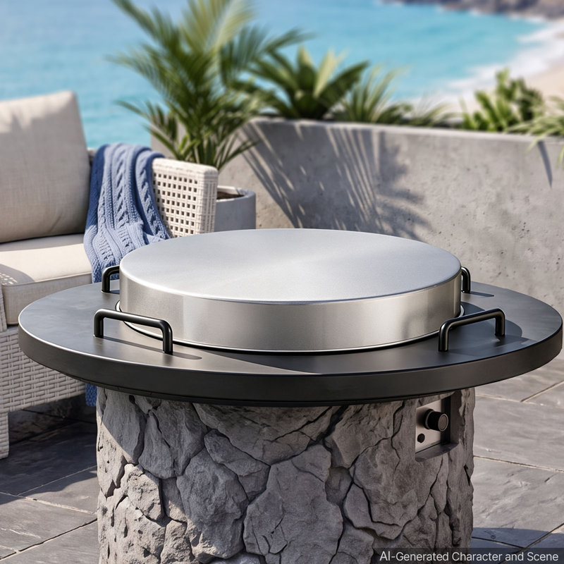 Fire Pit Cover, 20" Round Bonfire Lid, Premium 304 Stainless Steel, for Outdoor, Patio, Backyard, Camping, Party, High Temperature Tolerant, Help Contain Ash, Versatile Tabletop Accessory