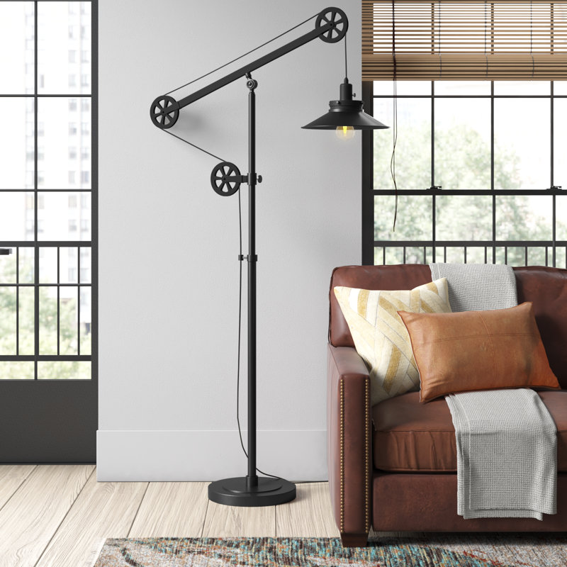 Descartes 75.5'' Task Floor Lamp, Brushed Brass