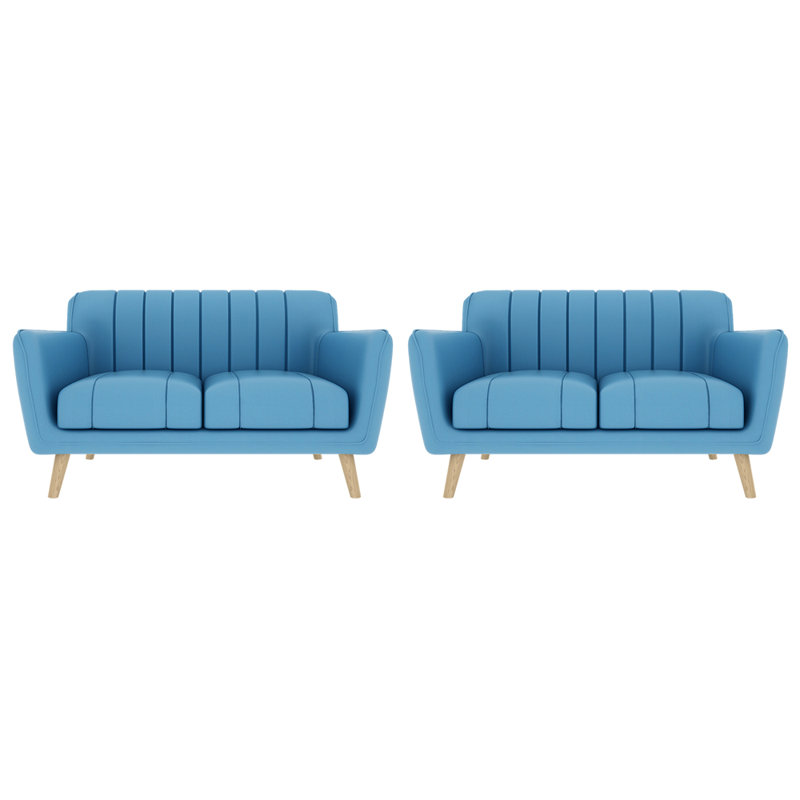 Banc rembourré en similicuir Casual Dessert, Bleu