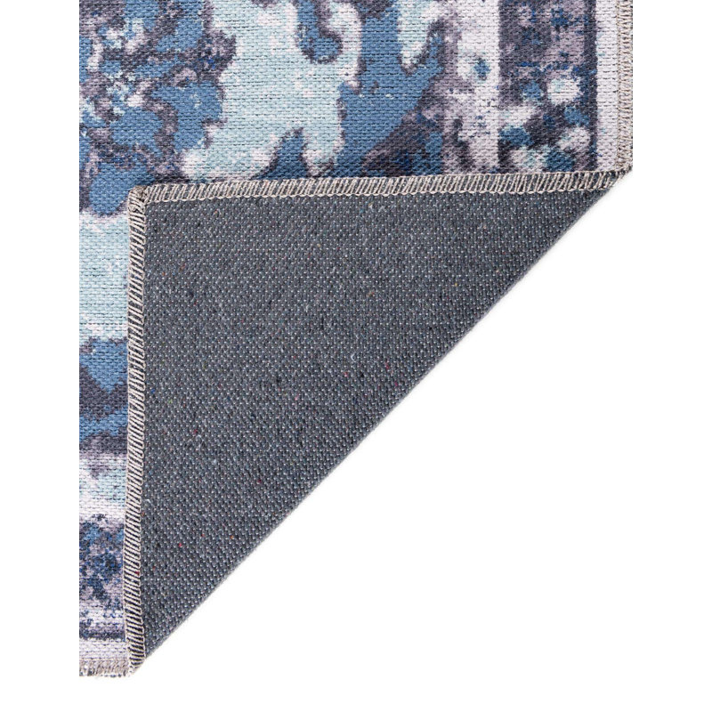 Tapis oriental gris / bleu Aten, Tapis de couloir 2 pi x 6 pi 1 po