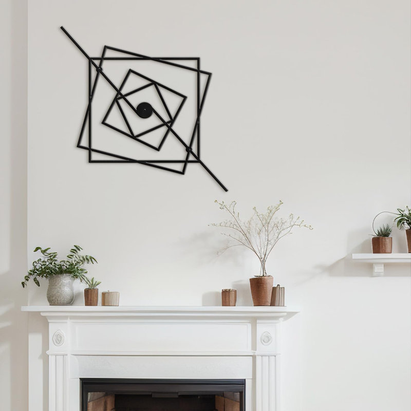 Décoration murale en métal, H 18 po x l 18 po x P 0,05 po, Noir