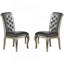 Table de salle à manger formelle traditionnelle Table ronde 5 teintes argentées avec tablette 4X et chaises d'appoint capitonnées