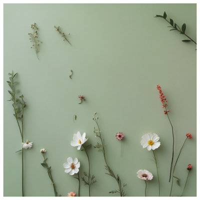 Édredon fleurs sauvages sur fond vert