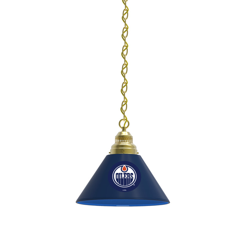 Luminaire suspendu conique 1 lumière NHL, Laiton, Edmonton Oilers
