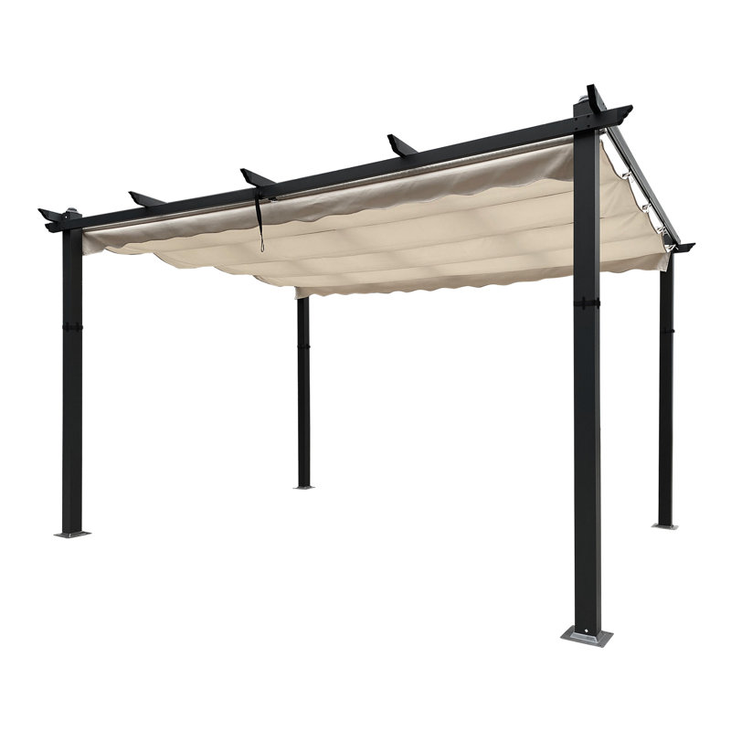 Pergola escamotable d'extérieur 13 x 10 pi - Parasol pour auvent pour jardins et terrasses, cadre en aluminium rouille avec abri de soleil réglable