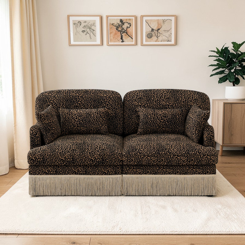 Canapé Geneveve Chenille Leopard, Brun / Noir