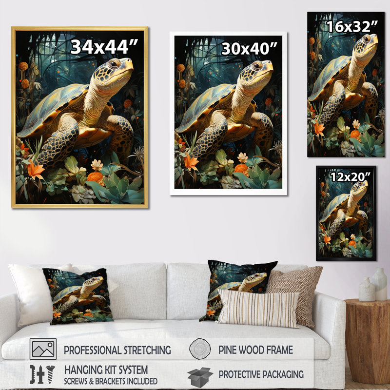 «Turtle Tranquility In The Ocean III», reproduction d'art sur toile, 44" H x 34" W, Toile tendue