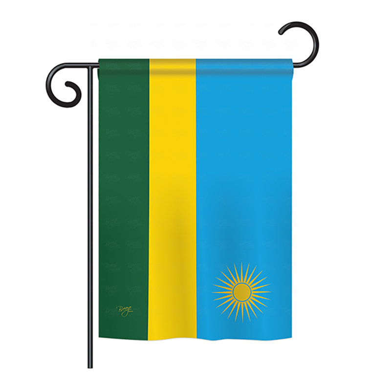 Drapeau maison en polyester 2 côtés rwanda, H 18,5 po x l 13 po