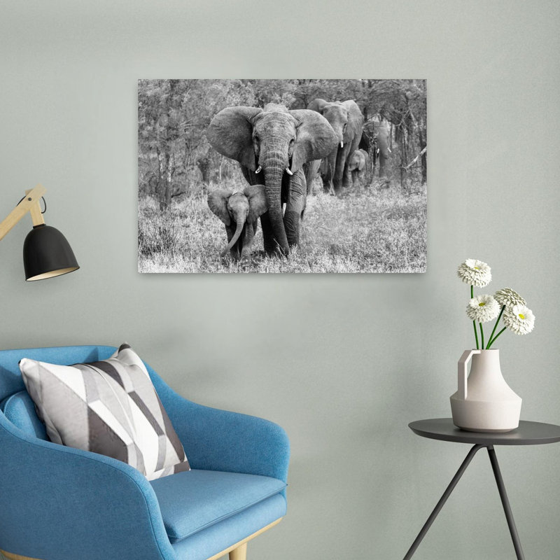 Art contemporain, paysage abstrait, forêt d'éléphants, paysage, H 16 po x l 24 po