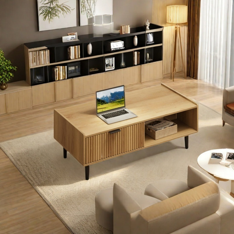 Coffee Table With Drawer And Open Shelf