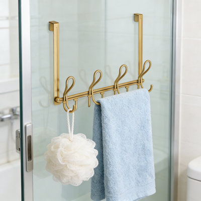 Double Prong Over The Door Hook Rack With 12 Hooks For Hanging Coats, Hats, Towels, And Purses - Space-Saving Storage Solution For Closets, Bathrooms, And Bedrooms
