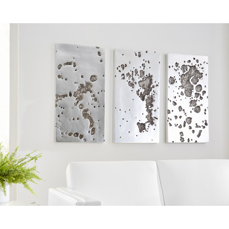 Silver Leaf Contemporary Rectangular Wall Sculpture