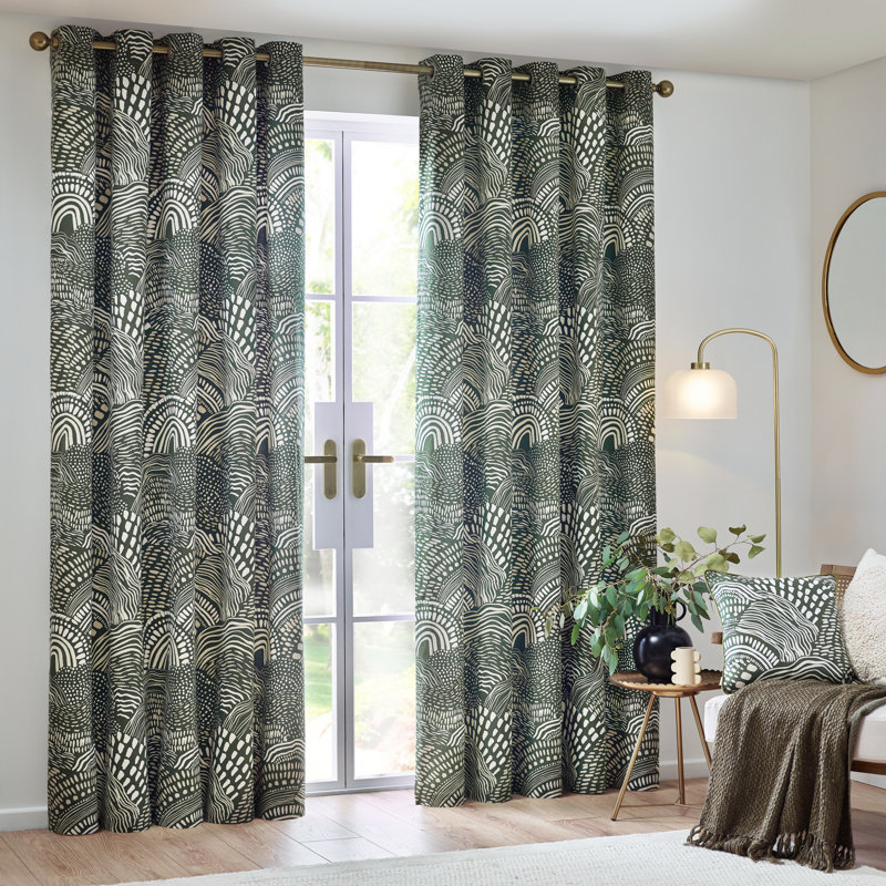 Burla Room Darkening Curtain Pair, Green, 168 W x 183 D cm