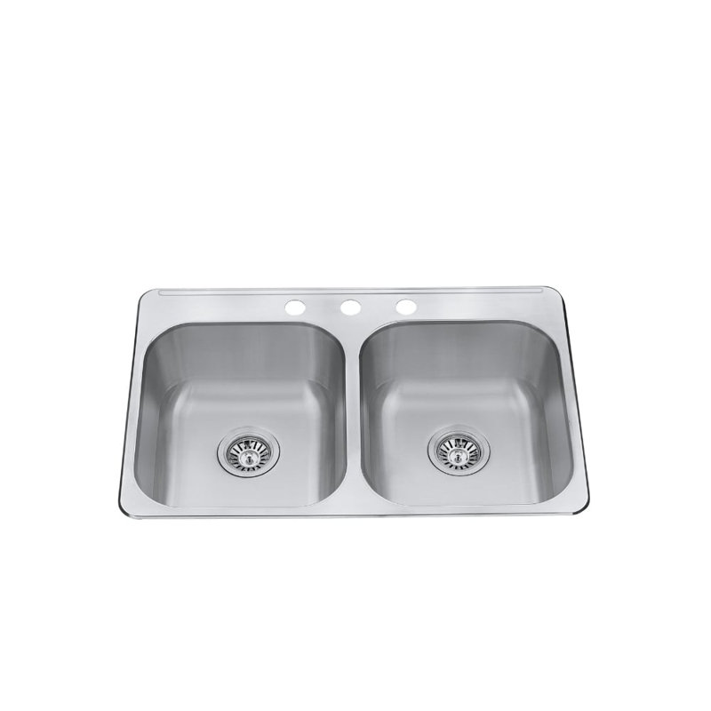 Évier de cuisine à double cuve encastrée avec accessoires L 31 po x l 21 po