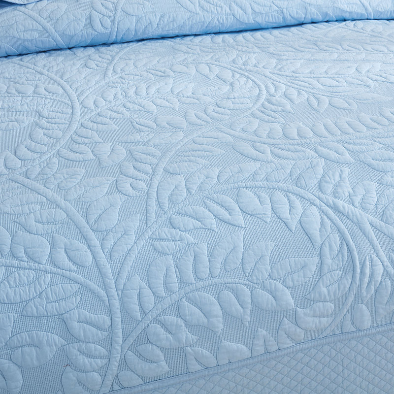 Cotton Quilt, Twin Quilt + 1 Twin Sham, Light Blue