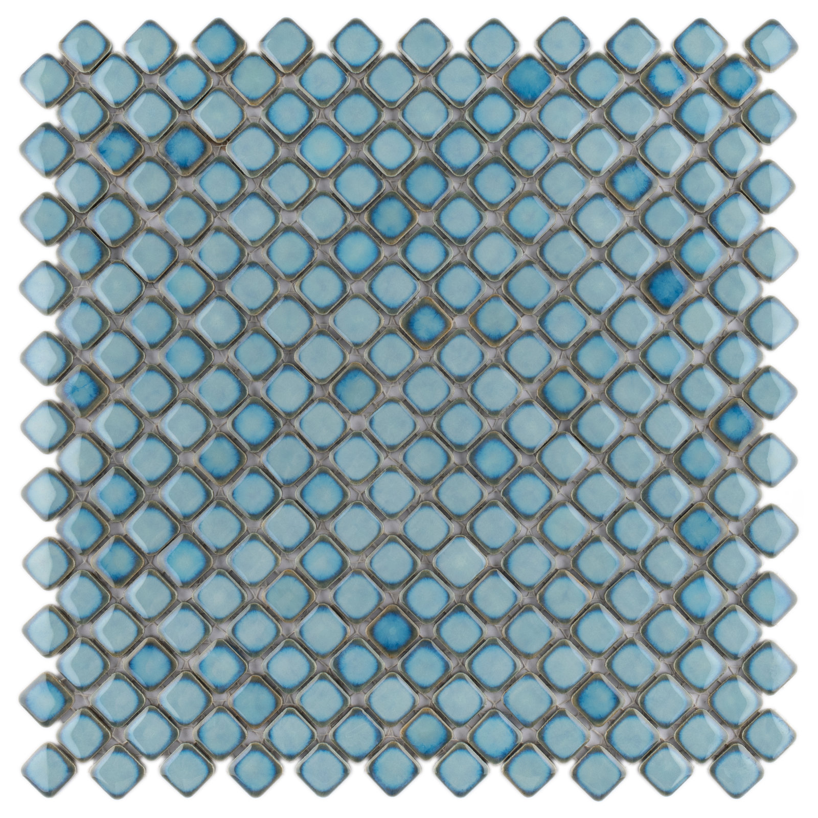 Hudson Diamond 12-1/4 " x 12-3/8 " Porcelain Mosaic Floor & Wall Tile, Marine