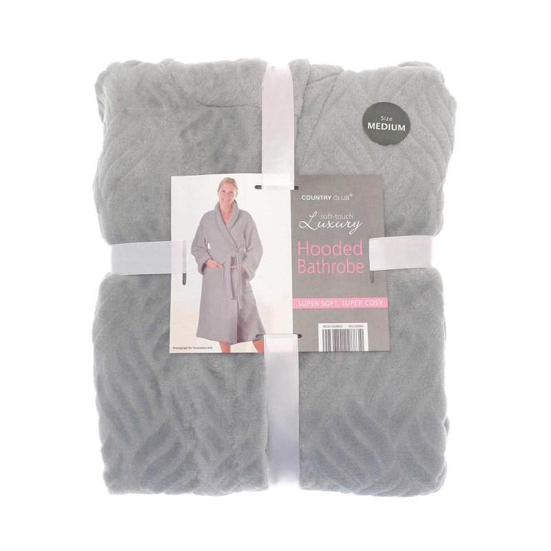 Above Knee Bathrobe with Pockets and Hood, M
