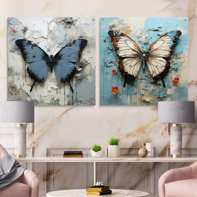 «Urban Butterflies Graffiti Accents», ensemble de 2 verres muraux en acrylique