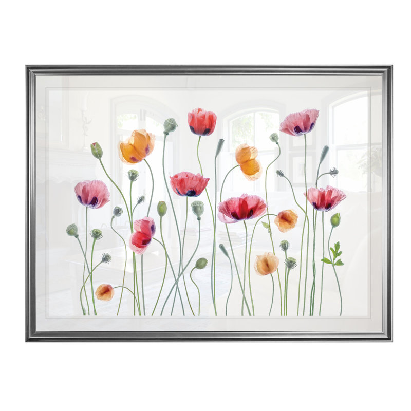 «High Key Poppy Party», reproduction, H 20 po x l 24 po x P 1,5 po, Cadre argenté