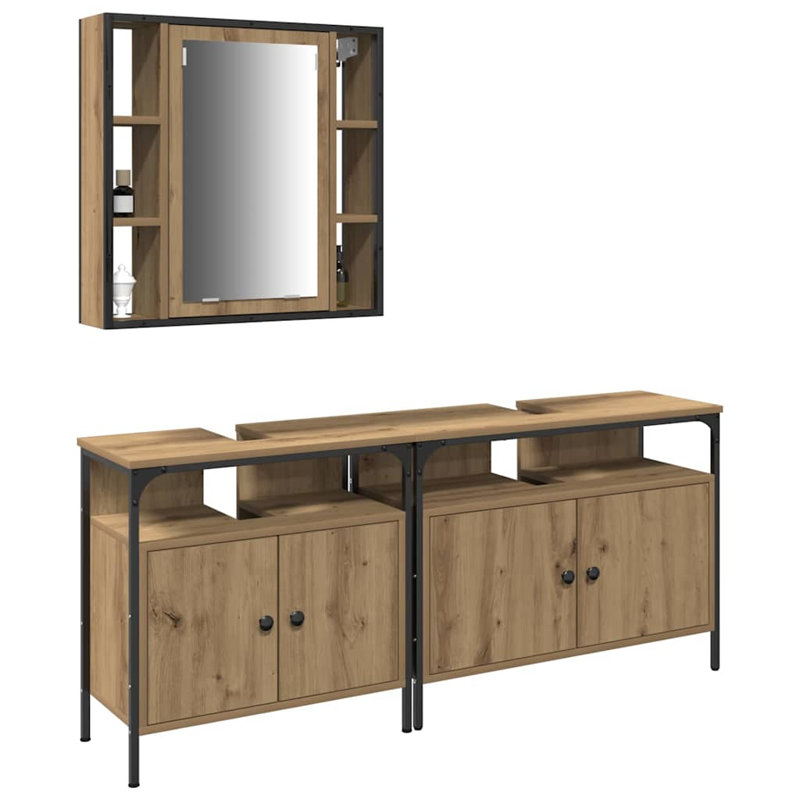  Bathroom Vanity Units With Shelf 3 Pcs 80 X 30 X 60 Cm, Brown