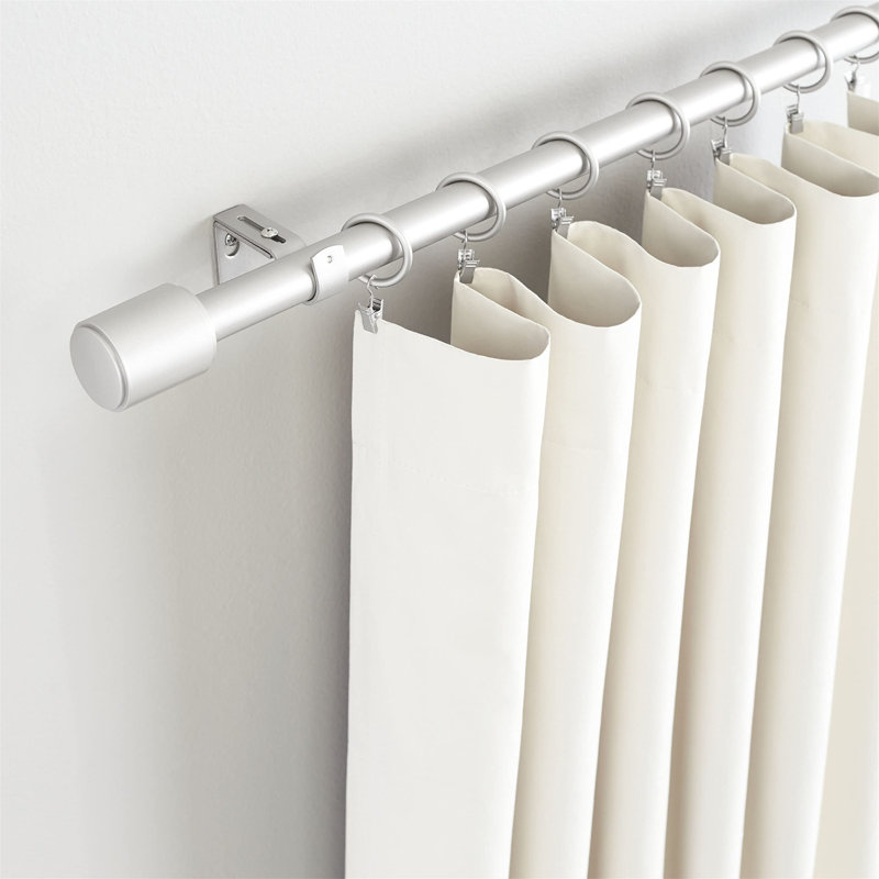 Nicolay Adjustable Single Curtain Pole, 377.2cm H x 5cm W x 5cm D, Nickel