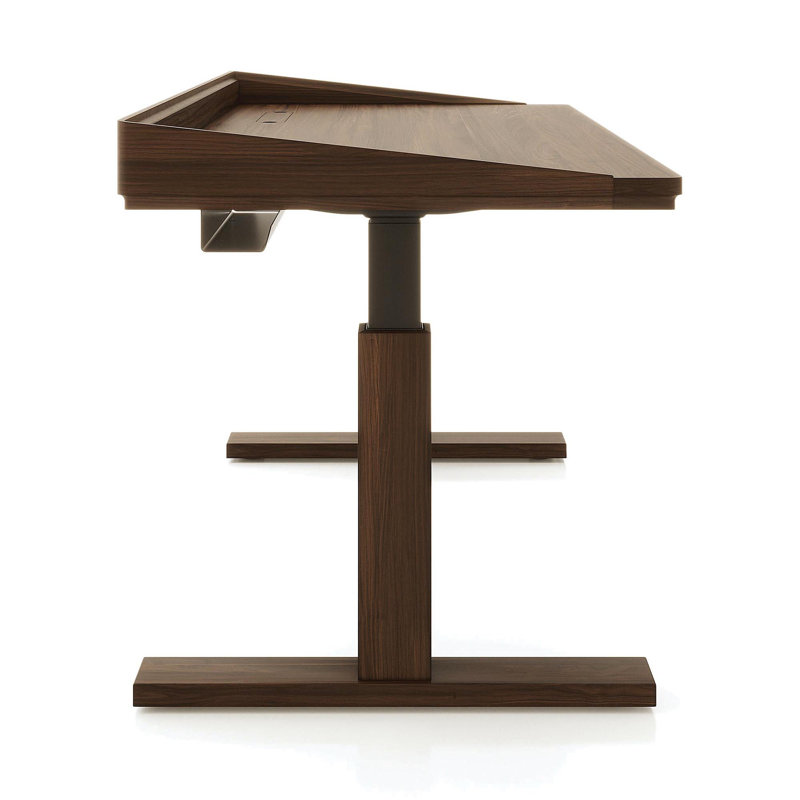 Odin Home Office Solid Wood Standing Desk, Natural Walnut, Black, 51" H x 60" W x 30" D