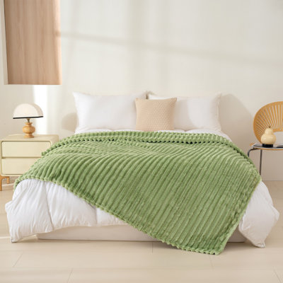Striped Plush Lightweight Throw Blanket, Ultra Soft & Cozy for Sofa Couch Bed, Machine Washable